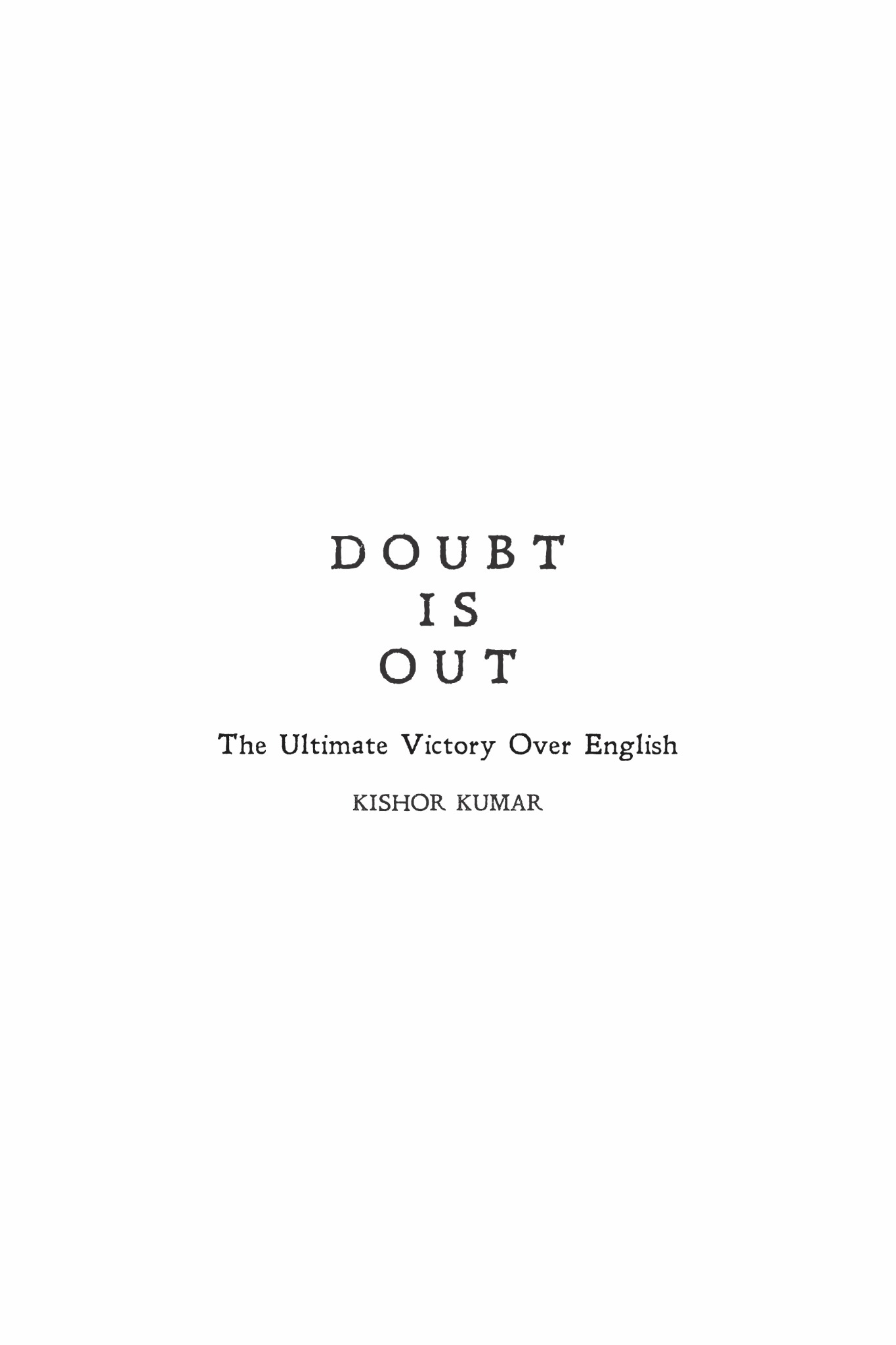 DOUBT IS OUT sample page: Title Page