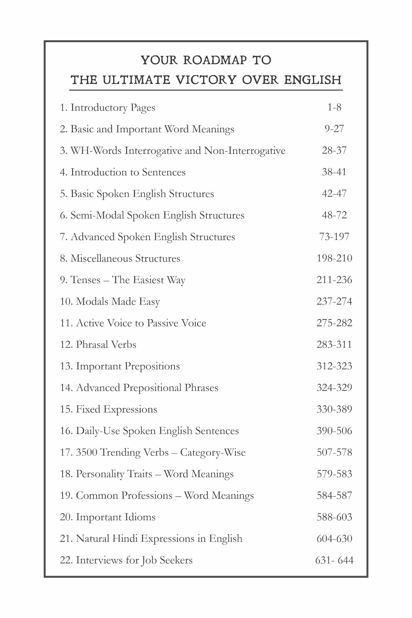 DOUBT IS OUT sample page: Table of Contents