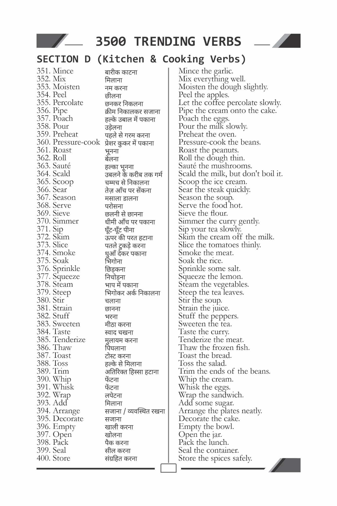 DOUBT IS OUT sample page: Kitchen & Cooking Verbs