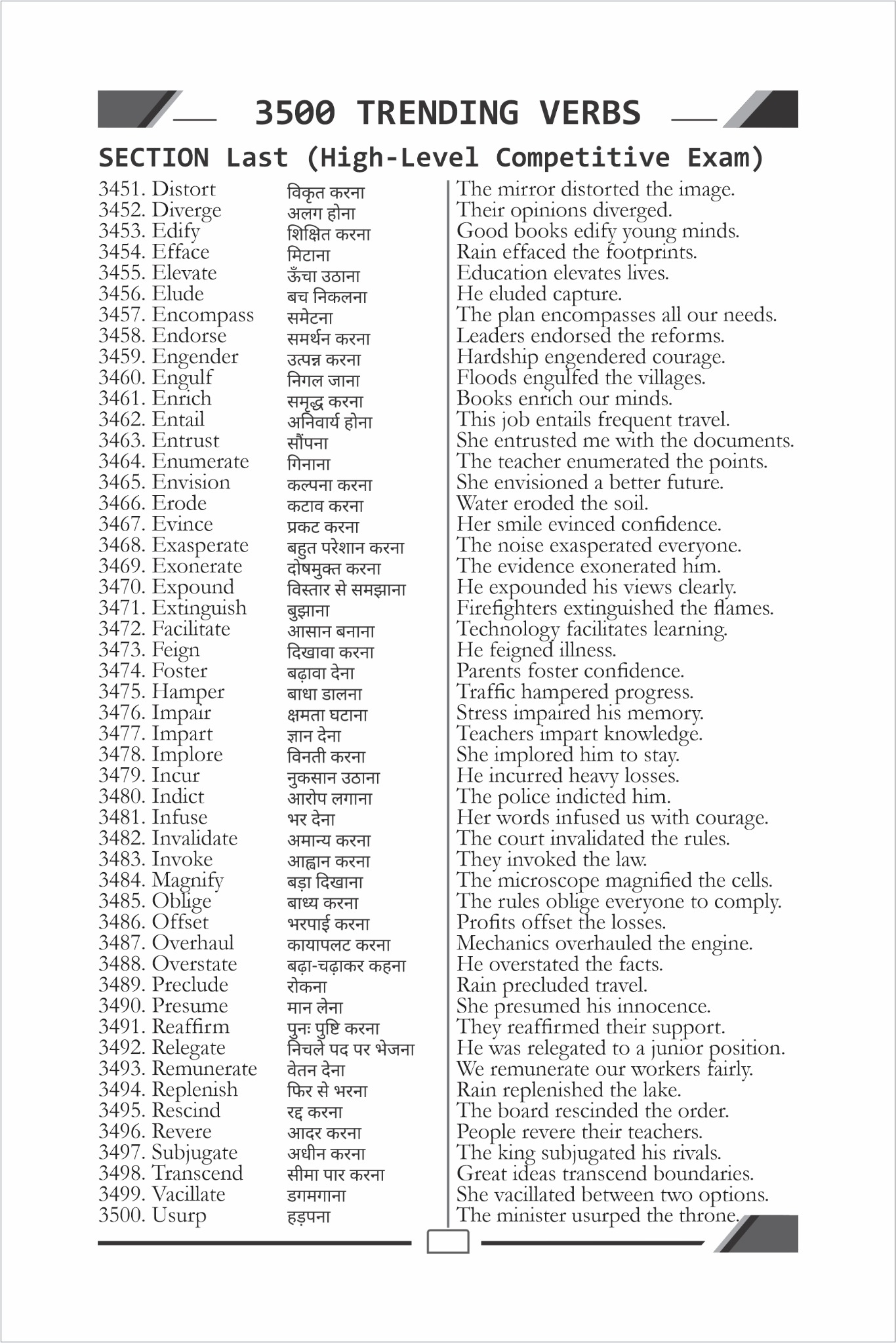 DOUBT IS OUT sample page: Competitive Exam Verbs
