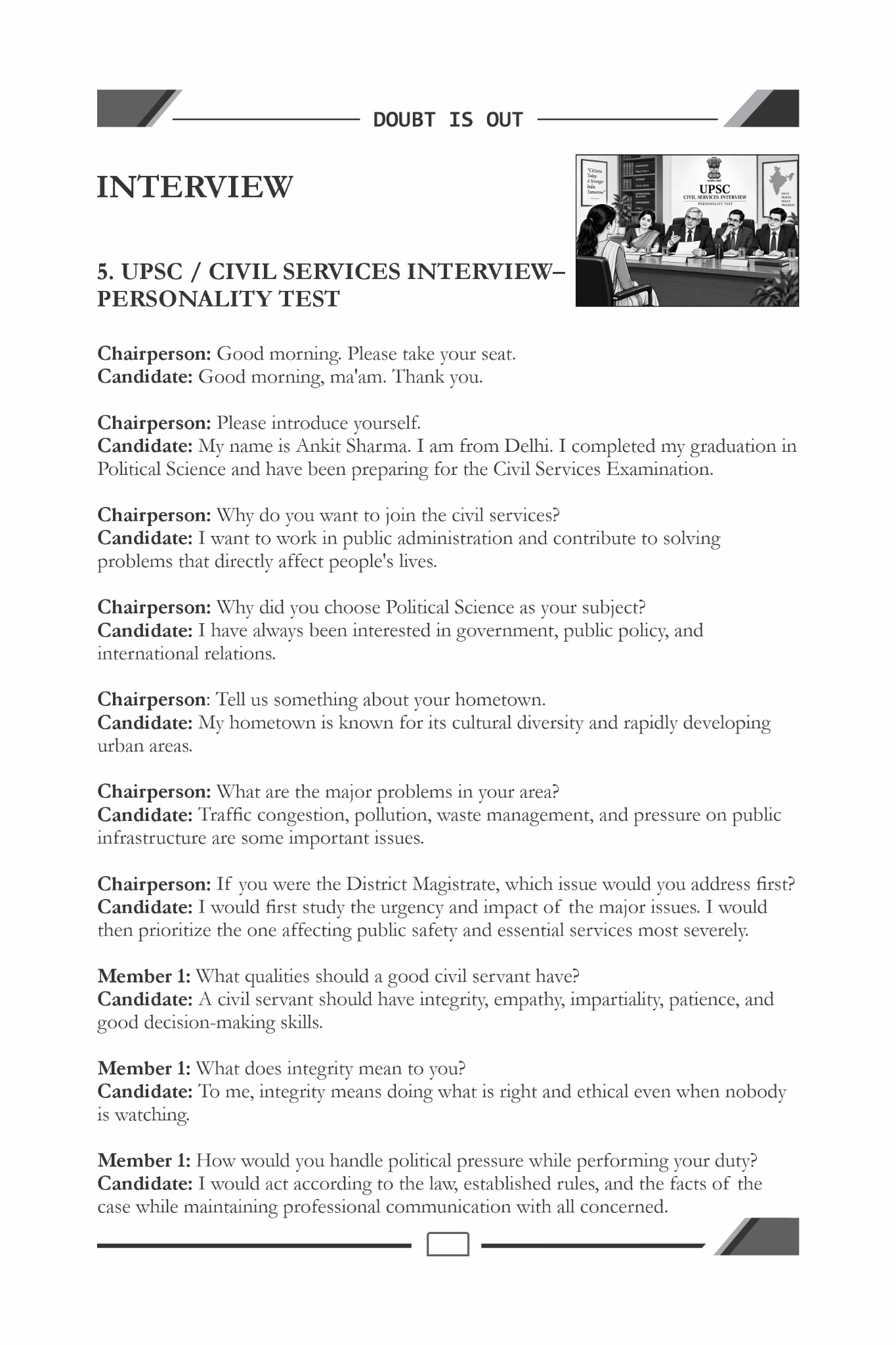 DOUBT IS OUT sample page: UPSC Interview